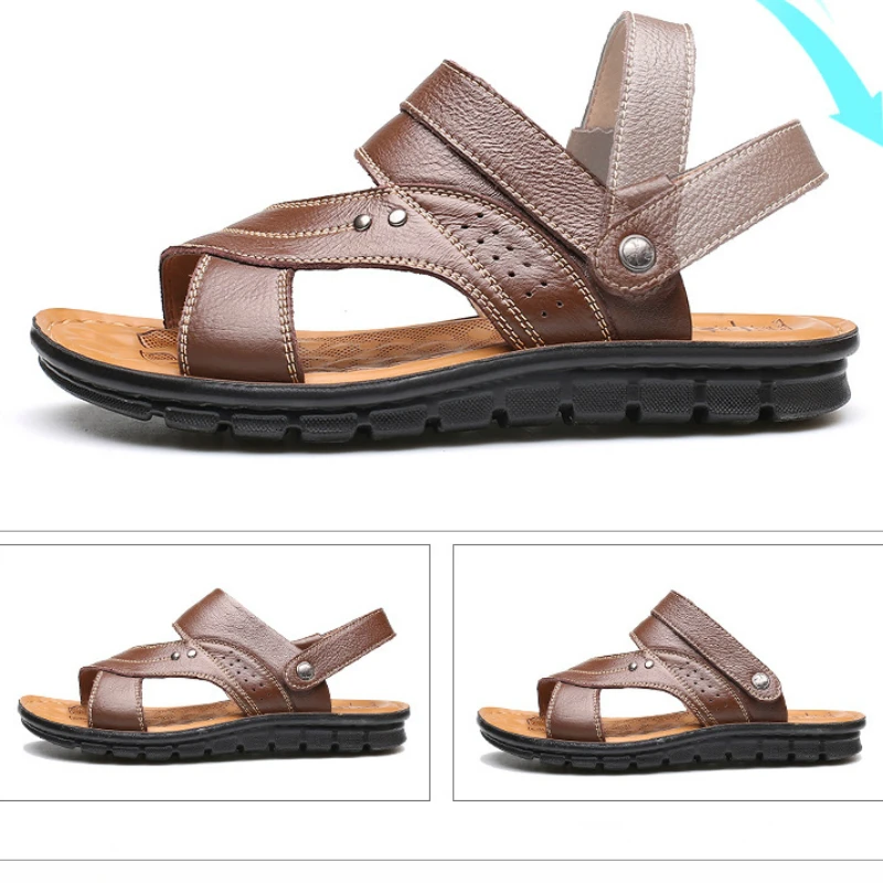 Crazy Promotion Men Genuine Leather Sandals High Quality Casual Fisherman Shoes Man Gladiator Shoes Fashion Male Beach Shoes