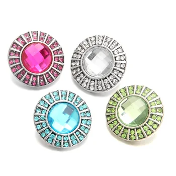 

20pcs Wholesale Snap Jewelry Mixed Rhinestone Flower 18mm Snap Buttons Jewelry Fit 18mm Snap Bracelet Necklace Women