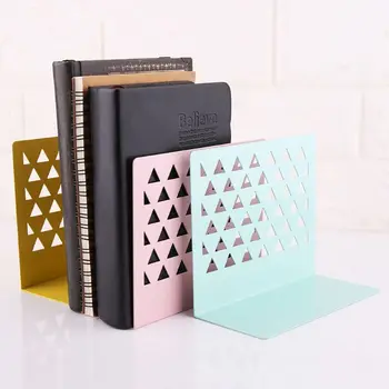 

Metal Hollow Desktop Organizer Bookends Book Ends Support Stand Holder Shelf Bookrack Home Office Supplies R9JB