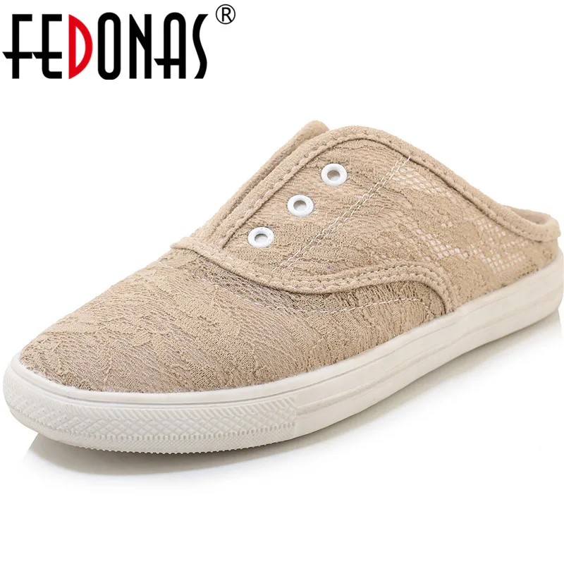 

FEDONAS 2020 Spring Summer Show Heel Mesh Women Flats Breathable Women Round Toe Platforms Shoes Woman Basic Shoes Woman