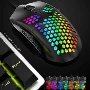 

M65 USB Wired Gaming Mouse 6 Button 2400DPI Adjustable RGB Backlit Optical Mouse Lightweight Honeycomb Shell Gamer Mice