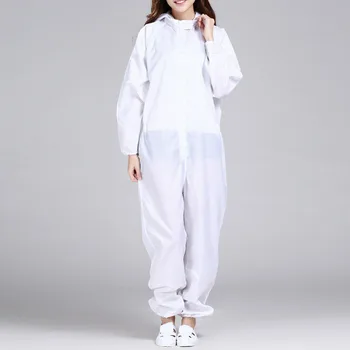 

Solid White Safety Clothing Breathable Hooded Unisex Coverall Resistance To Oil Liqui Anti-static Jumpsuits Protective Suit
