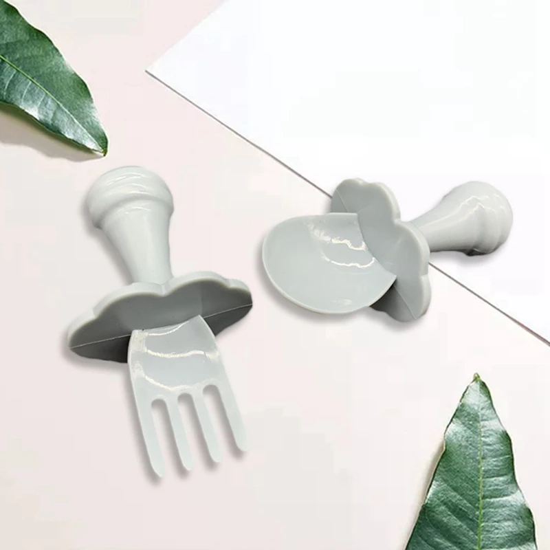 

2Pcs/Set Food Feeding Spoon and Fork Set For Baby Infant Training Tableware Food Grade Silicone Kids Learning Dinnerware