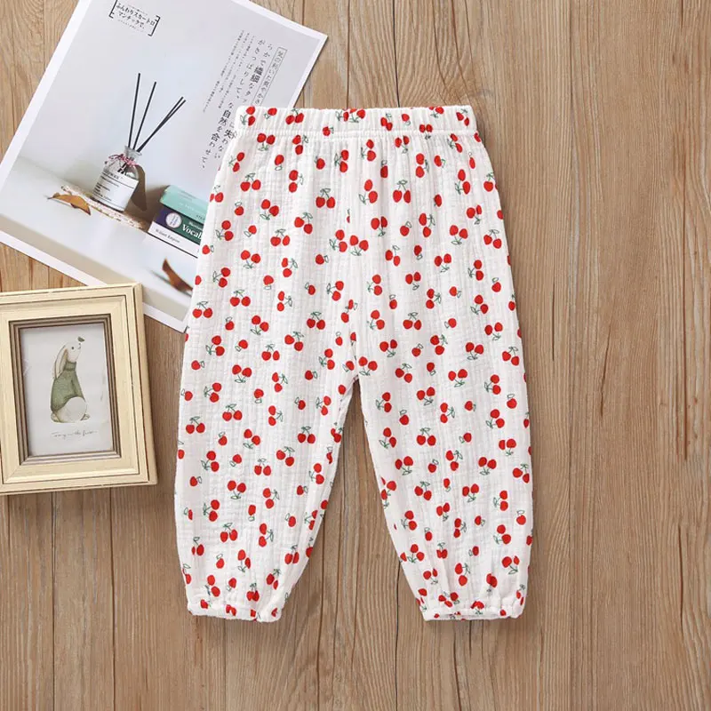 Высококачественные дышащие удобные льняные хлопковые летние модные детские штаны ярких цветов для девочек - Color: H1088-HongYingTao