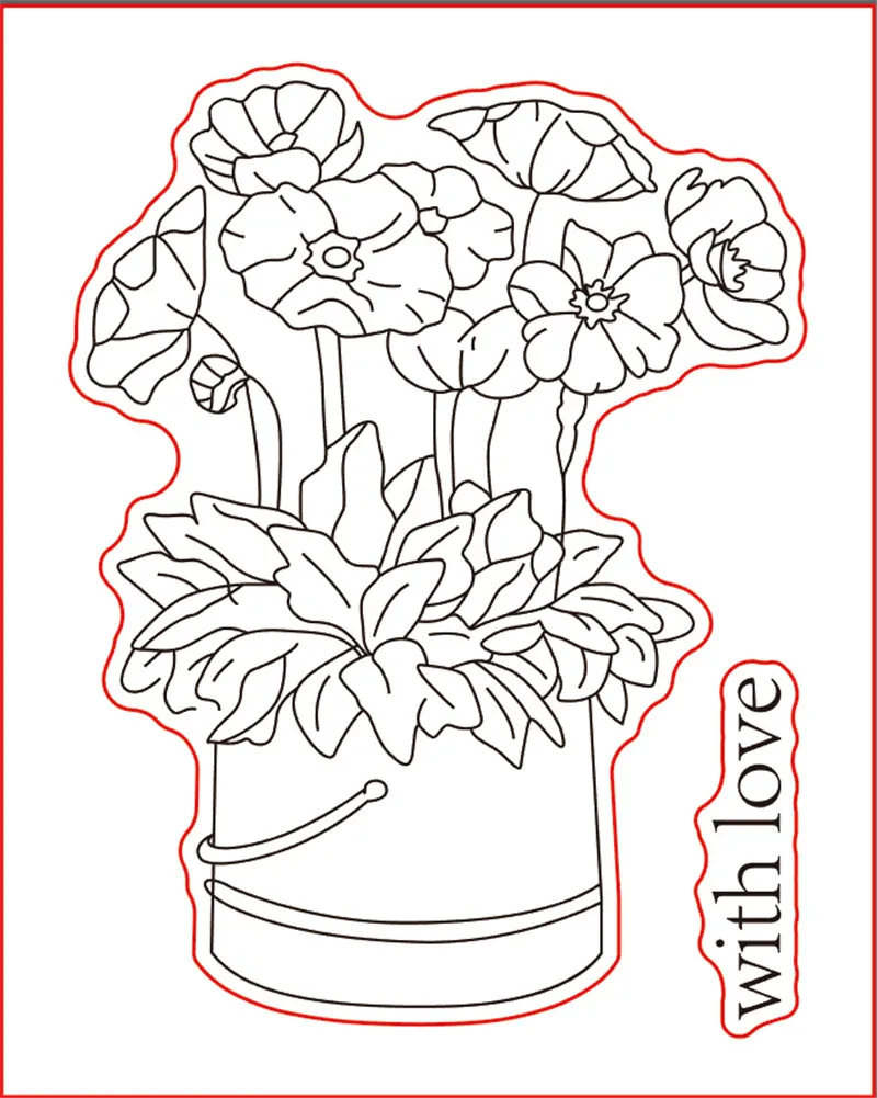 

10x8 flower pot Transparent Clear Silicone Stamp Seal for DIY scrapbooking photo album Decorative clear stamp