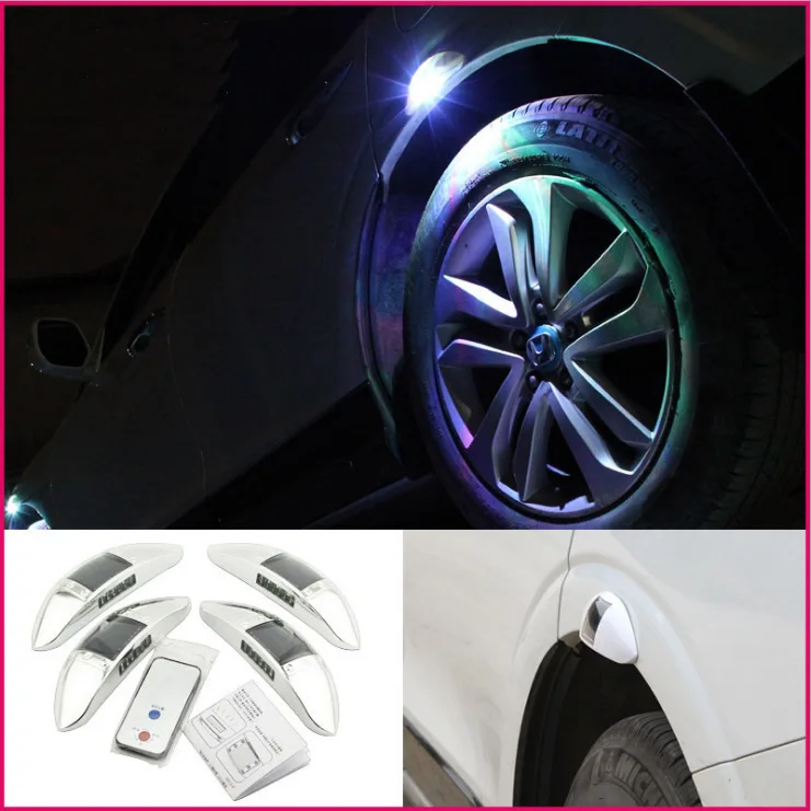 

Automobile solar LED wheel eyebrow lamp hub anti-rear-end exploding flash lamp vehicle alarm lamp remote control set 4pcs