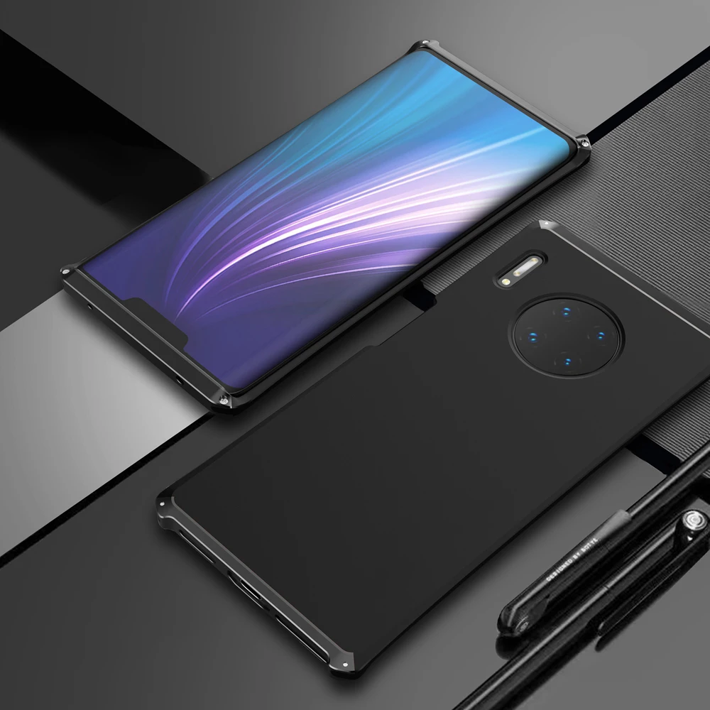 Black OLLIVAN сверхпрочный металлический алюминиевый чехол для huawei P20 Mate30 Pro чехол противоударный чехол для huawei P30 Honor V20 защитный чехол - Цвет: Black