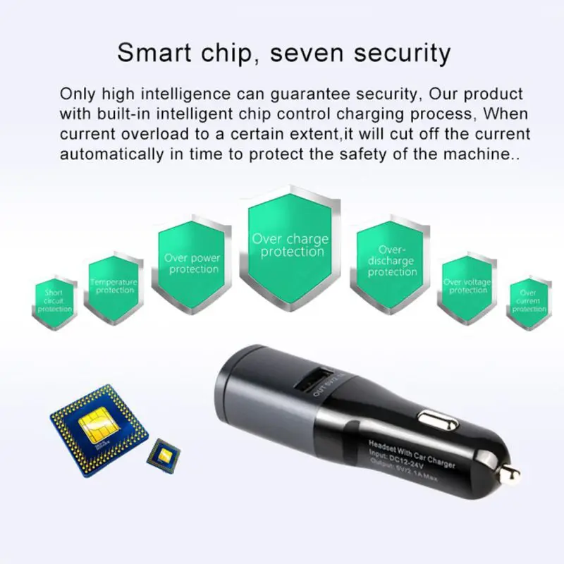 2 в 1 5 В/2.1A USB Автомобильное зарядное устройство с беспроводной Bluetooth 4,0 гарнитура стерео наушники для воспроизведения музыки Hands-free Talking