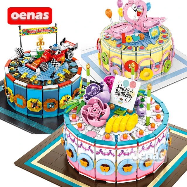 US $53.11 Compatible MOC Creator Friends Birthday Marriage Racing cake Assembled Building Block Bricks DIY ki