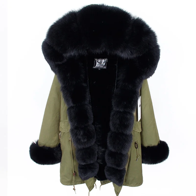 photo color Luxury big fox fur collar hooded Warm winter jacket for 40 degree winter coat women parka Real Fox Fur Collar Cuff Hooded Coat - Цвет: photo color