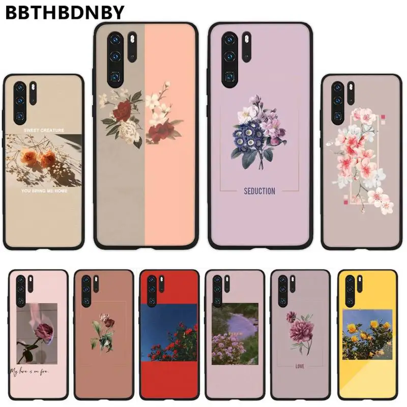 Эстетический чехол для телефона Huawei P9 P10 P20 P30 Pro Lite smart Mate 10 20 Y5 Y6 Y7 2018 2019 с цветком