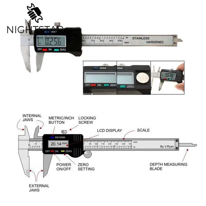 " 150 мм нержавеющая сталь электронный цифровой штангенциркуль микрометр гуаж микрометр с ЖК-дисплеем измерения без коробки