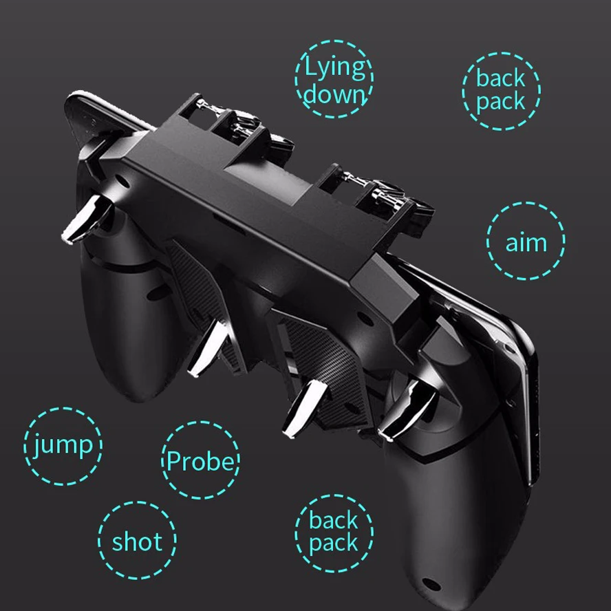  AK66 Six Fingers All-in-One PUBG Game Controller Gamepad Metal Trigger Shooting Free Fire Key Butto