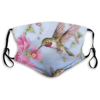 

Humming Birds With Pink Print Mouth Masks With Filter Washable And Reusable Anti Dust Breathable Mask With Adjustable Ear Loops