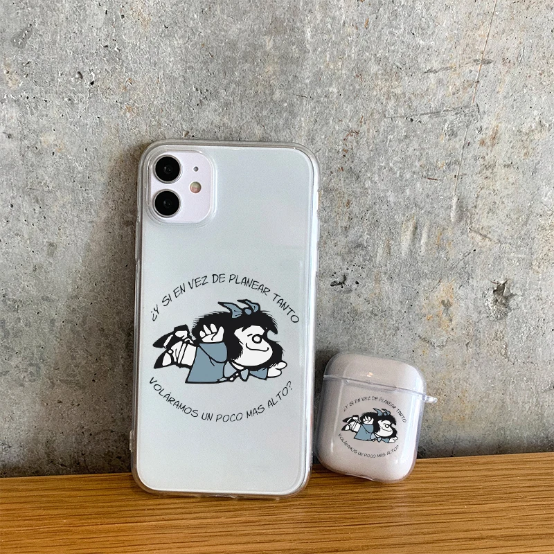 Хит продаж мультяшный мягкий силиконовый прозрачный чехол Mafalda для Airpods 2 1