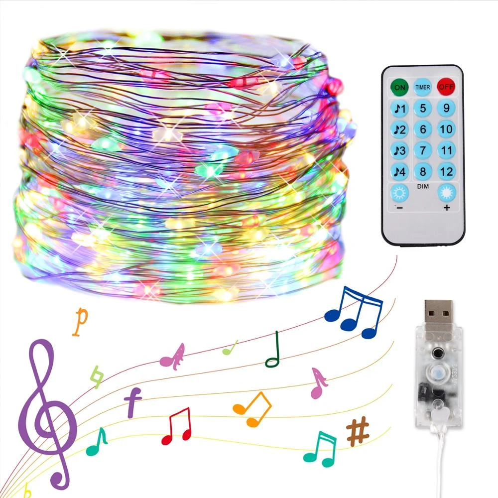 5m 10m Usb Sound Activated Led Music Control String Light Garland Christmas Decor 8 Function Remote Control Holiday Lighting Led String Aliexpress