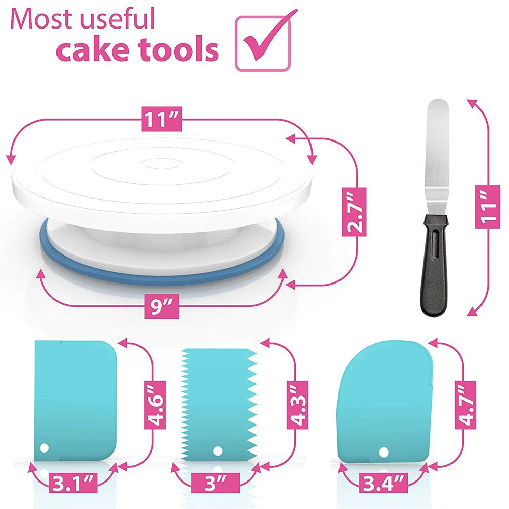 54 шт. набор инструментов для украшения торта насадки для кондитерского мешка вращающаяся подставка насадка для крема лопатки набор инструментов для выпечки на день рождения