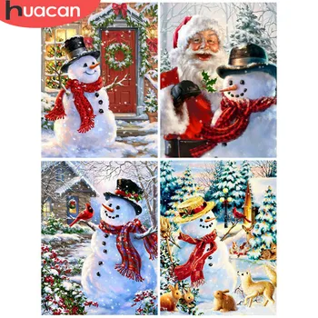 

HUACAN Paint With Diamond Christmas Diamond Painting Cartoon Full Square DIY Diamond Embroidery Snowman Picture Of Rhinestone