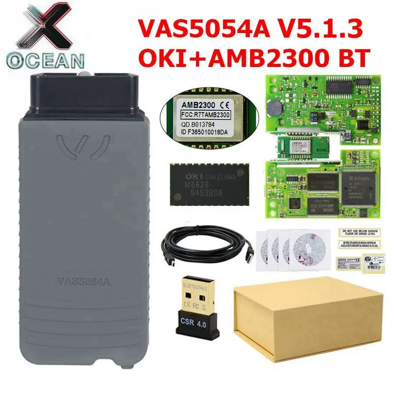 

OKI VAS 5054A ODIS V5.1.3 Keygen Bluetooth AMB2300 VAS 5054 Full Chip VAS5054 Support Multi-Languages UDS For VAG DiagnosticTool
