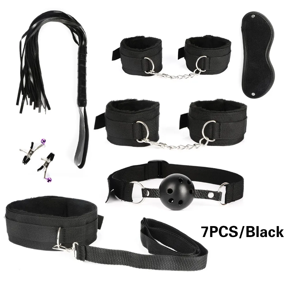 Generic BDSM Kit Bondage Restraint 10 Pieces HandCuff Whip