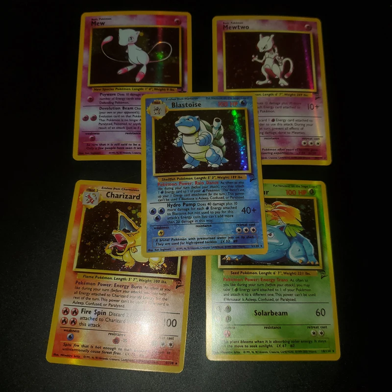 5 шт./компл. 1996 первое издание Pokemon Charizard Blastoise Venusaur Mewtwo Мега флэш коллекция карт битва детские игрушки подарок