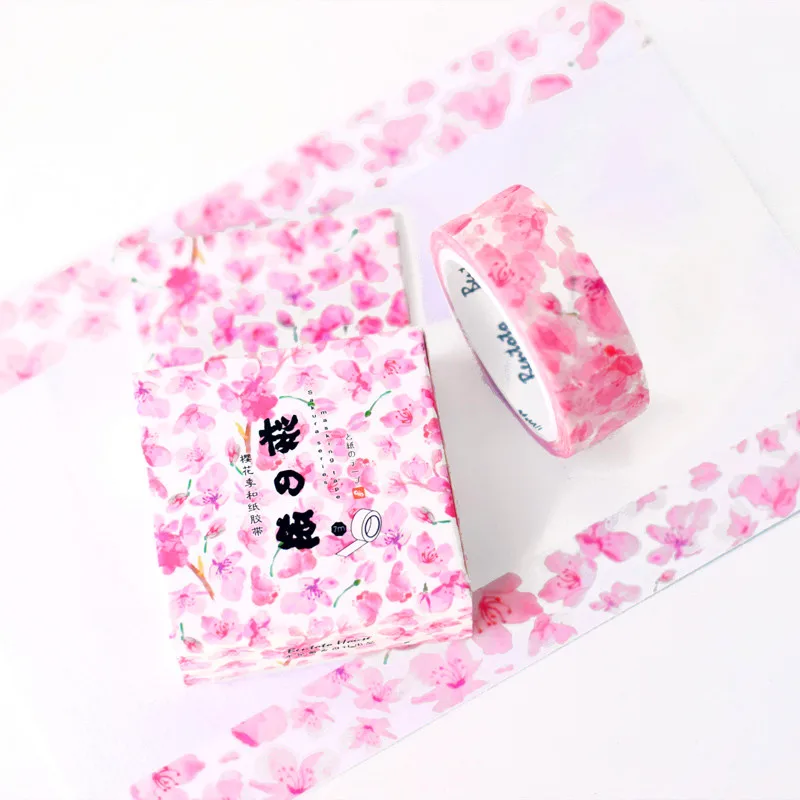 1 Box Sakura Washi Tape Romantic Cherry Blossom DIY Scrapbooking Masking Tapes Cute Japanese Stationery Decoration | Канцтовары для