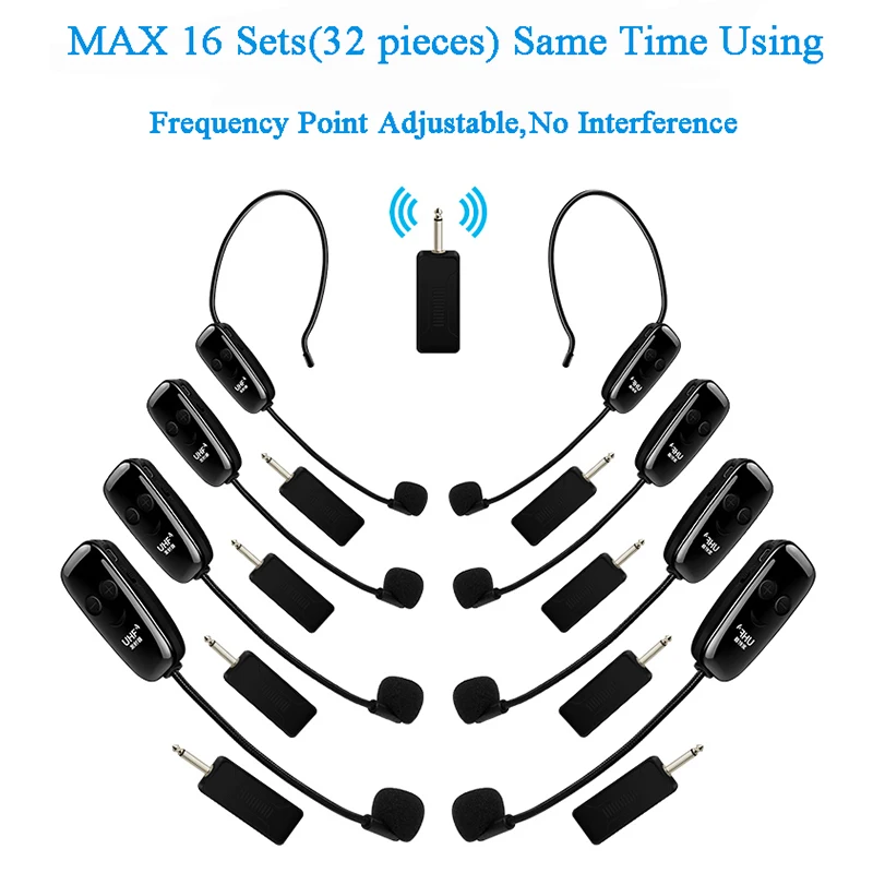 Однонаправленный двойной UHF микрофоны съемный профессиональный беспроводной микрофон Заушник гарнитура микрофонная система для обучения класс