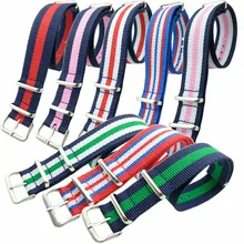 Стиль ремешок Nato 16 мм ремешок для часов с серебряной пряжкой армейский Военный нейлоновый браслет для часов браслет 16 мм