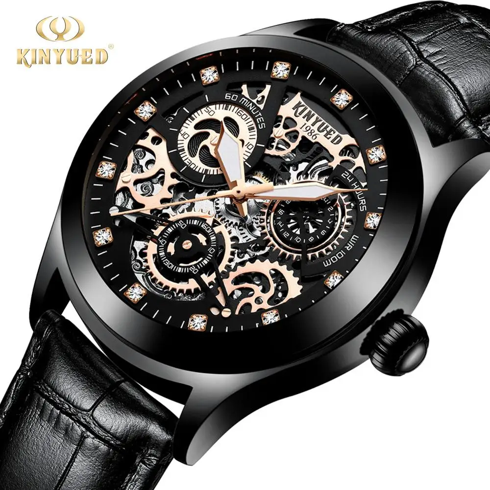 Механические часы мужские tourbillon автоматические Золотые/черные крутые для мужчин