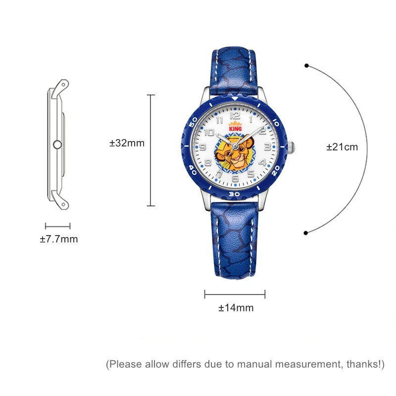 Little Simba Lion King Children's Quartz Watch PU Band Waterproof Fashion Casual Blue Kid Disney Cartoon Watches Gift Kol Saati