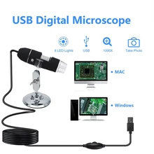 1 шт. Смарт USB микроскоп пикселей 1000X8 светодиодный цифровой USB микроскоп Лупа электронный стерео USB эндоскоп камера