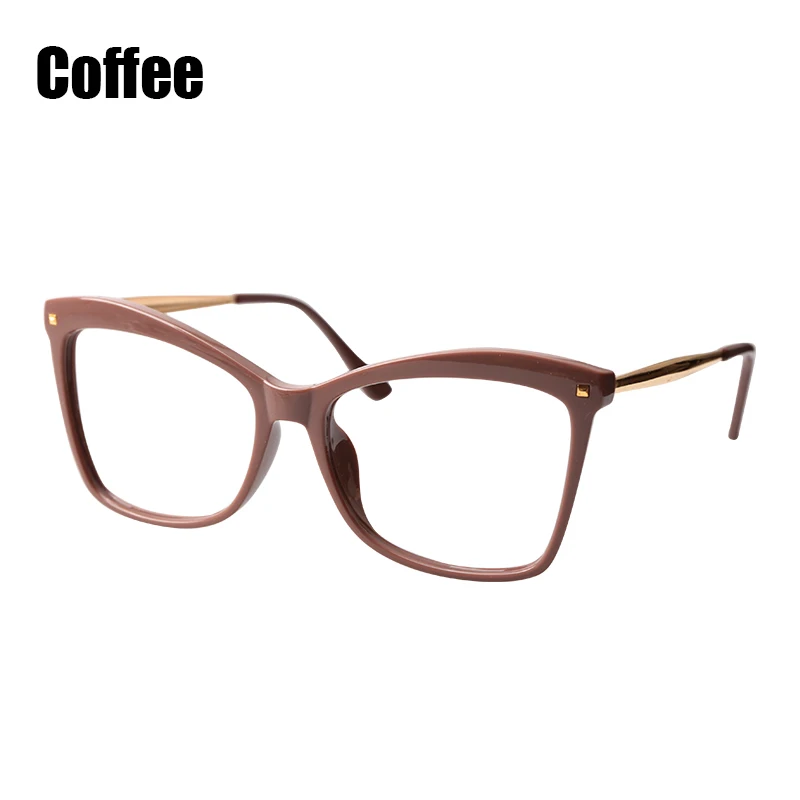 SOOLALA заклёпки кошачий глаз очки для чтения женские большие очки Рамка увеличительные очки для пресбиопии с диоптрием 0,5 0,75 1,25 до 5,0 - Цвет оправы: Coffee