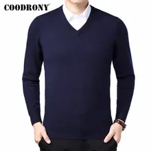 Бренд COODRONY, мужской свитер, Осень-зима, толстый, теплый, для мужчин, Классический Повседневный пуловер с v-образным вырезом, мужской кашемировый шерстяной трикотаж 91110