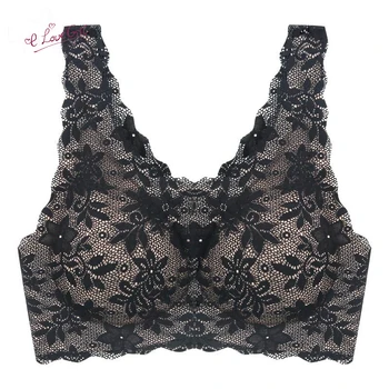 

E lovegirl Lycra Flora Wire Free Thin Underwear Women Seamless Sexy Push Up Sexy Sports Vest Sleepwear Full Cup Bra