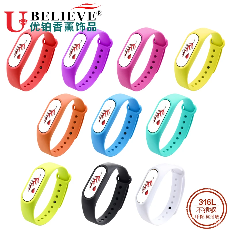 

Ubelieve 10 Colors Silicone Bracelet 316L Stainless Steel Essential Oil Diffuser Bracelets For Children