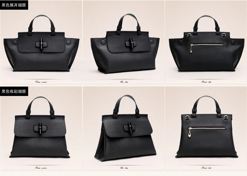 

2018 Autumn And Winter New Style Full-grain Leather Bamboo Joint Smiling Face Bag Women's Handbag Solid Color
