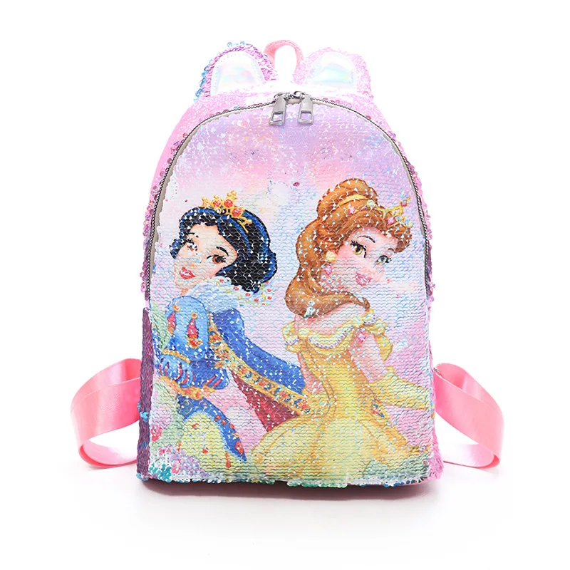 Дисней рюкзак блестки Белоснежка Детская сумка девочка мультфильм принцесса замороженный милый рюкзак - Цвет: 2