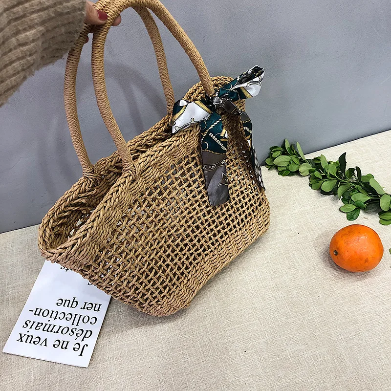 

2019 New Style Entirely Handmade Weaving WOMEN'S Bag Plaid Fashion Vegetable Basket Handbag Beach Holiday Bag Straw Bag