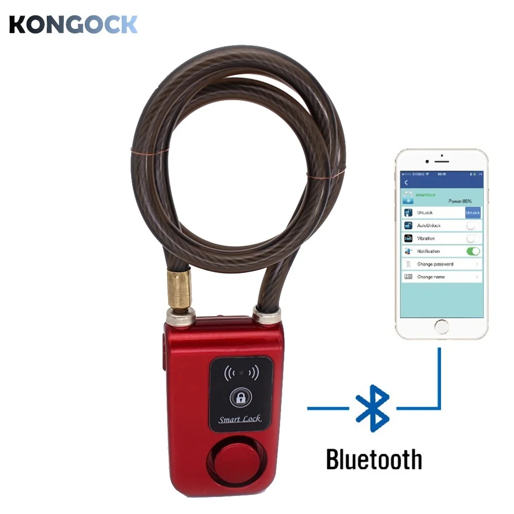 

Electric anti theft bluetooth security smart Lock, 80cm Wire Rope Waterproof 110dB Alarm auto alert For Door motorcycle Bicycl