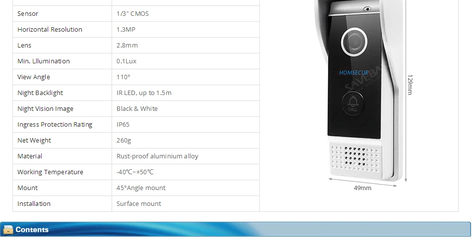 HOMSECUR домашний видео домофон система 10 дюймов сенсорный экран IP65 наружная камера 110 градусов угол обзора BC031HD-B+ BM114HD-S