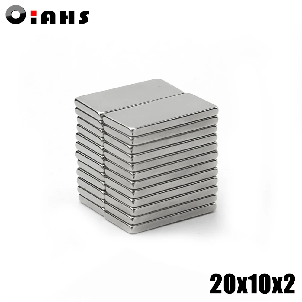 50 шт. 20x10x2 неодимовый магнит 20*10*2 мм N35 NdFeB Блок сверхмощный сильный постоянный