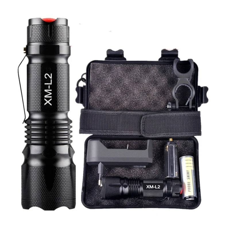 Searchlight flashlight set 10000LM X800 tactical military L2 LED flashlight gift set powerful bike light 18650 30D3 (7)