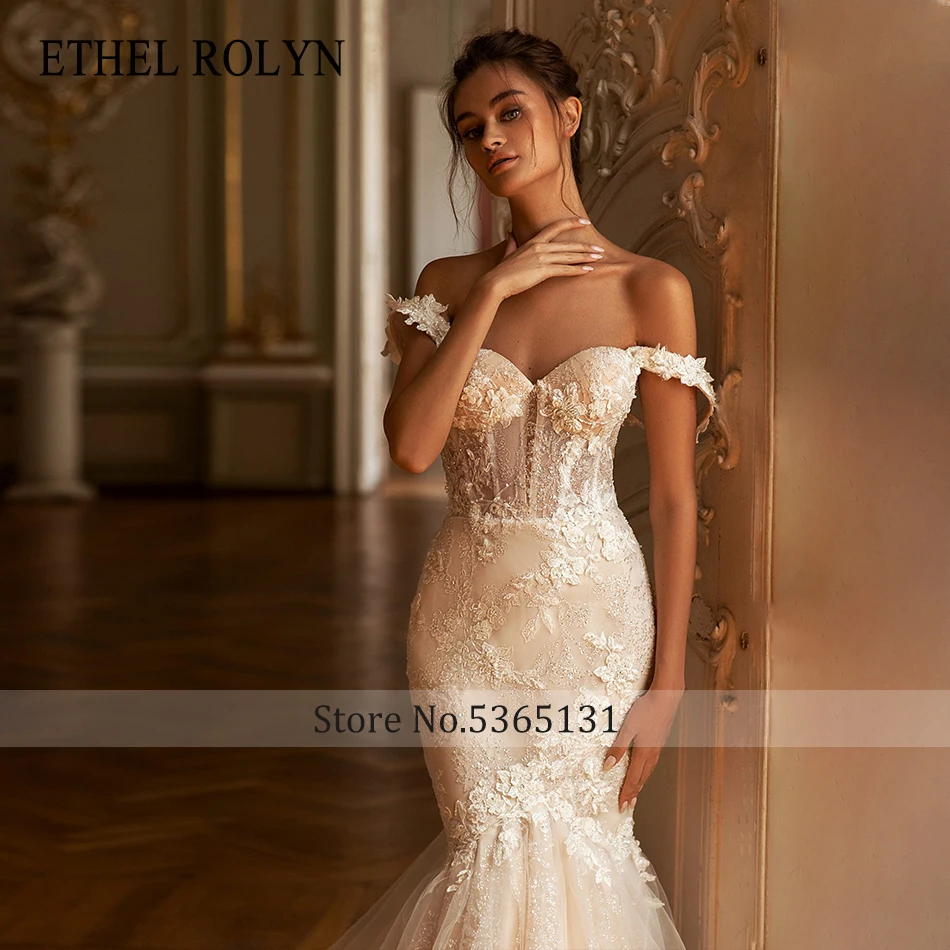 ETHEL ROLYN Mermaid Wedding Dresses For Women Backless Beading Flowers Shiny Appliques Sweetheart Wedding Gown Vestidos De Novia