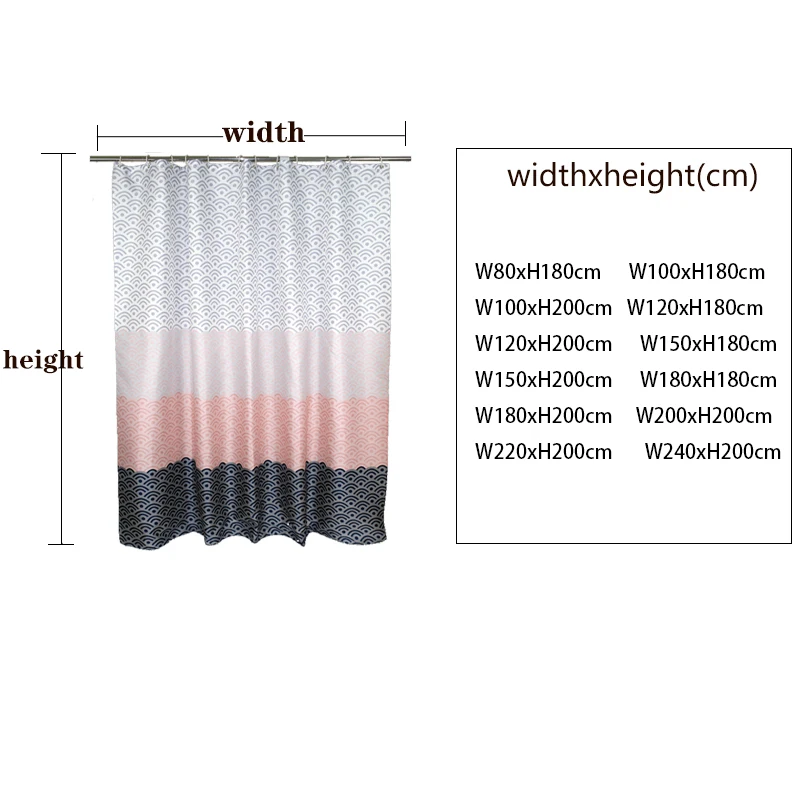 Shower Curtains Nordic Shower Curtain Geometric Color Block Bath Curtains Wifi Pattern Waterproof Bath Curtain Extra Large Wide 12pcs Hooks