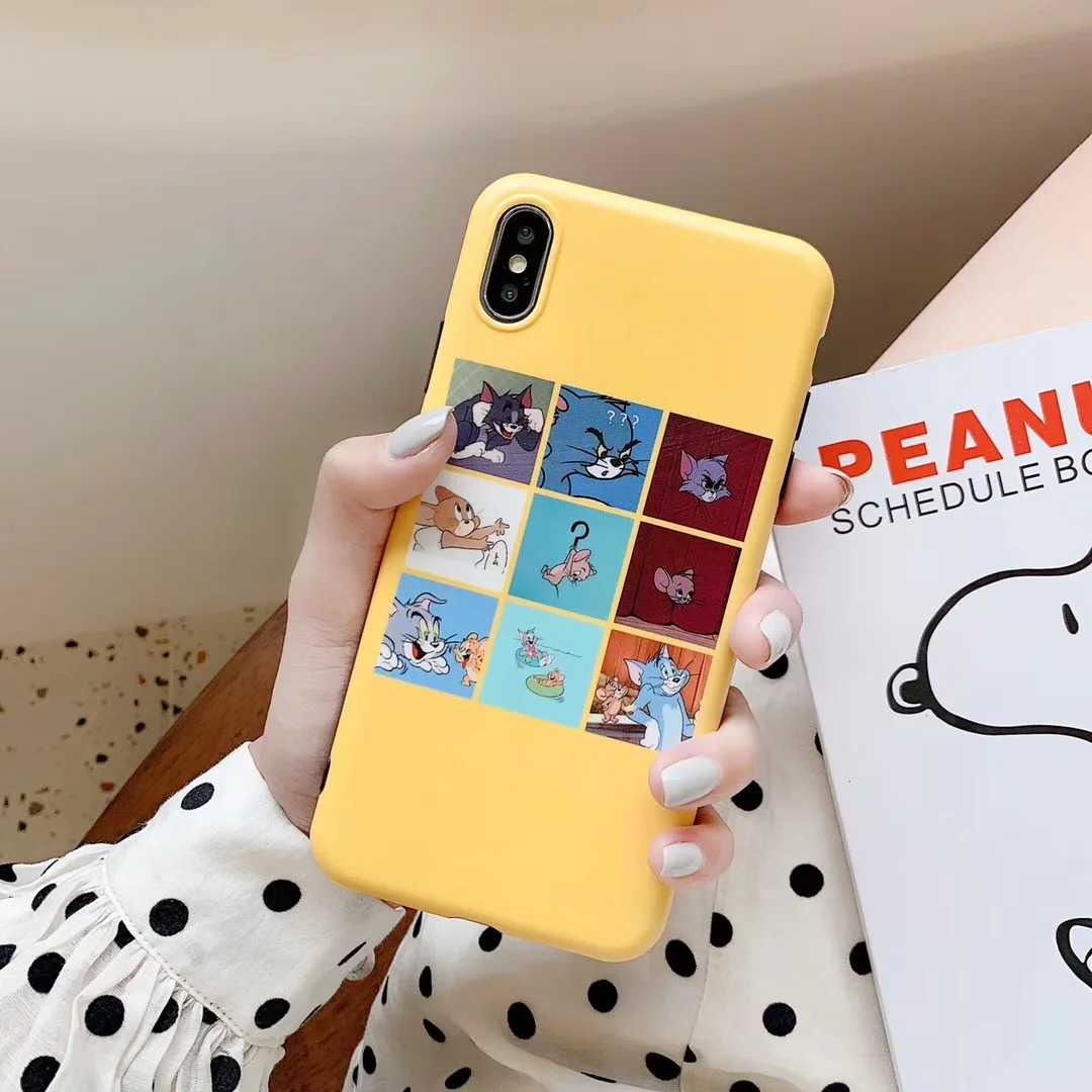 

Korea Japan Cartoon Tom Jerry Jiugongge Mobile Shell for iPhoneXR XS MAX X 8 7 6S Plus Cute Couple Funny Smile Soft Case Capa
