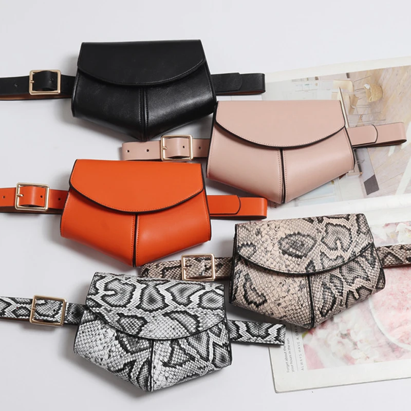 Snack Printing Shoulder Messenger Handbags Women PU Leather Waist Fanny Belt Packs Casual Phone Money Pouch Crossbody Chest Bags