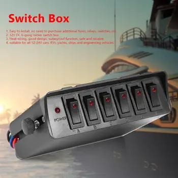 

12V 6 Gang Rocker Switch Box Emergency Strobe Light Controller for Car Marine Overload Overheat Protection Function
