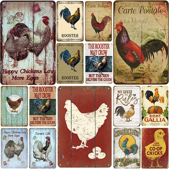 

Chicken Plaque Metal Vintage Tin Sign Pin Up Shabby Chic Decor Metal Signs Vintage Bar Decoration Metal Poster Pub Metal Plate