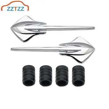 

1Pair 3D Metal Stingray Car Emblem Sticker+4Pcs Knurled Style With Plastic Core Valve Caps for Universal Car Styling