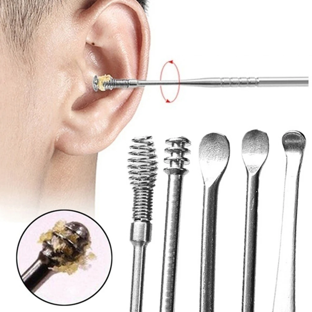 6PCS Ear Cleaner Wax Removal Tool Earpick Sticks Earwax Remover Curette Ear Pick Cleaning Ear Cleanser Spoon Health Care Earpick